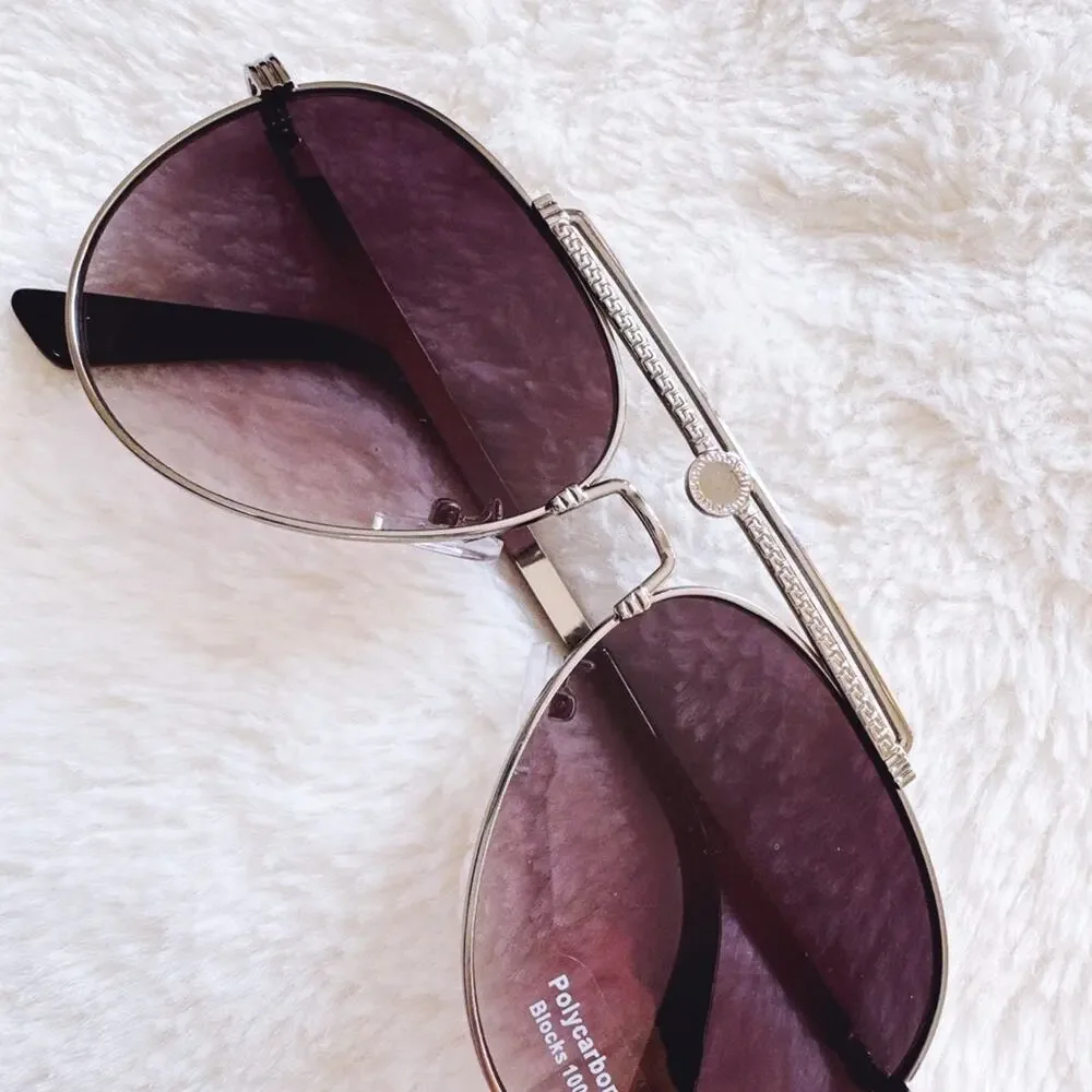 Doug Black W/ Silver Rim Aviator Sunglasses - Picture 2 of 11